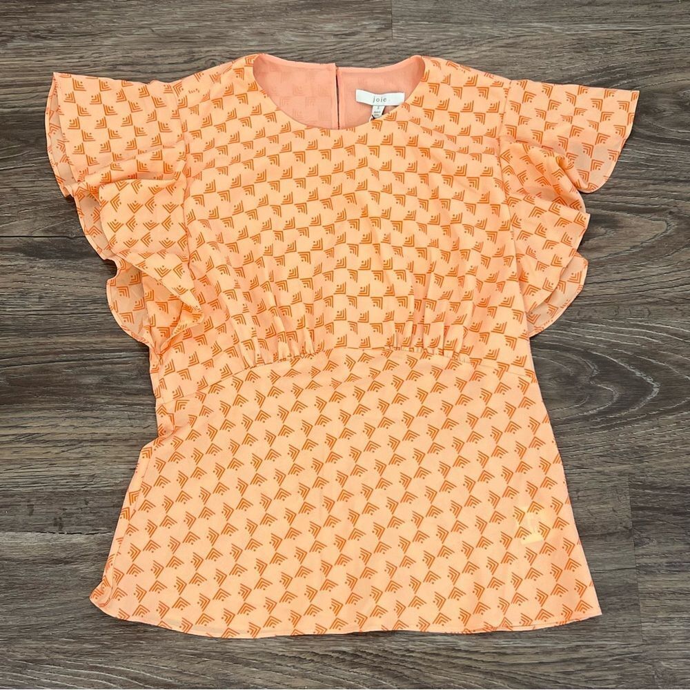 JOIE Ansell Flutter cap sleeves Blouse‎ in ISLAND SUNSET-New With Tags!